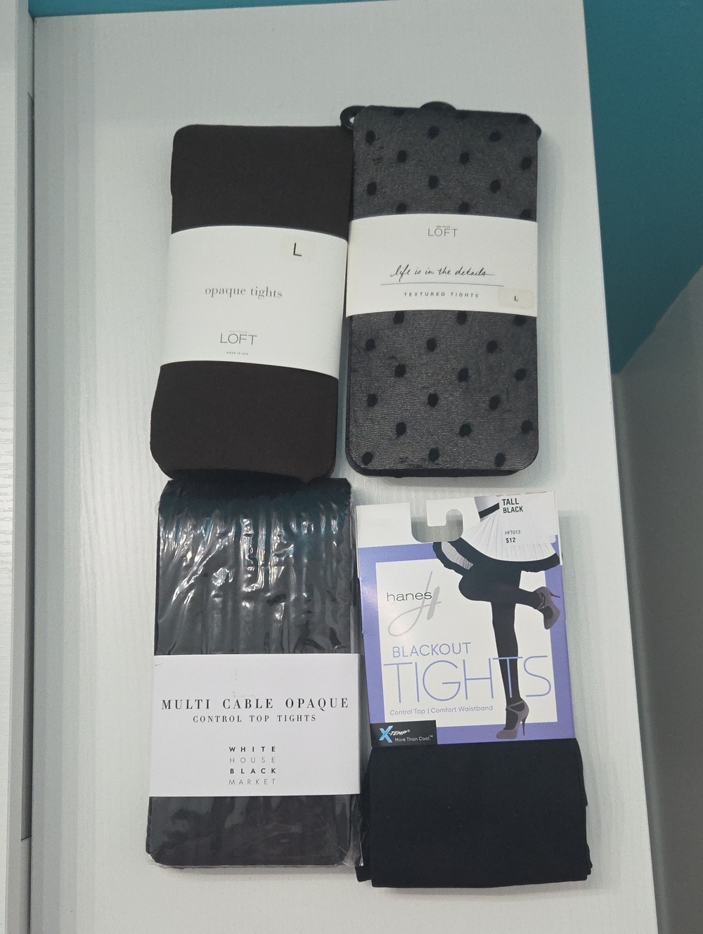 Tights Bundle- Opaque, Polka Dot, Multi Cable Opaque Size L